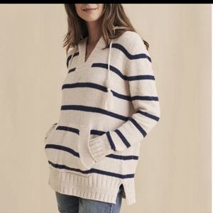Faherty Striped Kent Sweater Kangaroo Pocket Hoodie